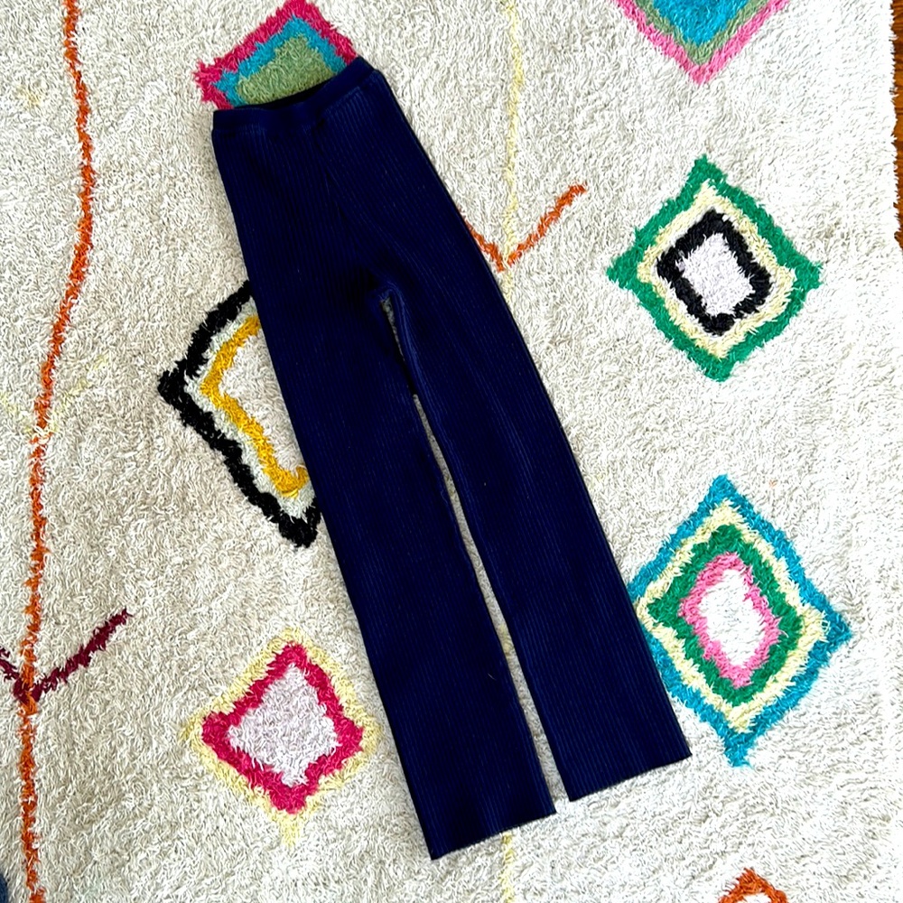 Giu Giu Nonna Pants Navy Blue Cropped Small Ribbed